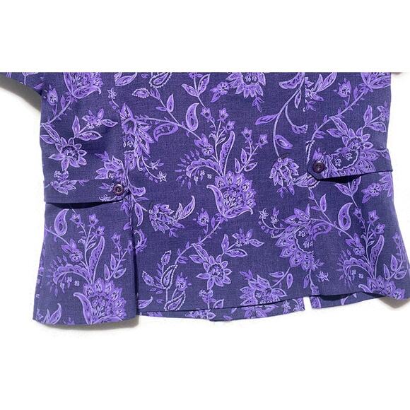 Sag Harbor Top Women's Size 14 Purple Button Up Polyester Short Sleeve - Picture 5 of 6